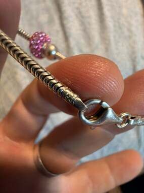 Ibb Sterling Italy charm Bracelet with Pink Pavé Bead,Mom Heart and accent